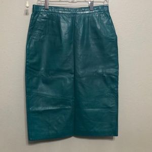 Mint condition vintage teal leather skirt